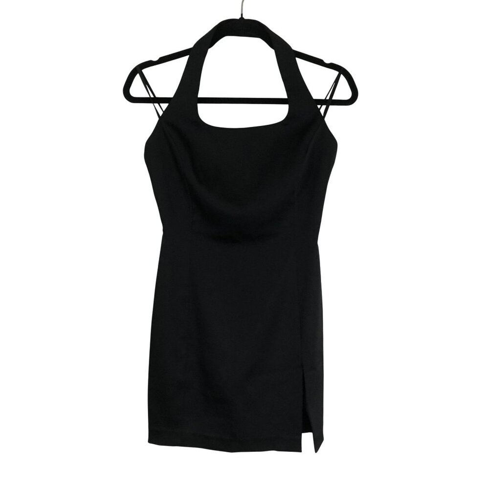 Caché Mini Dress Halter Neck With Slit Back Size 6 For Special Occasions Black